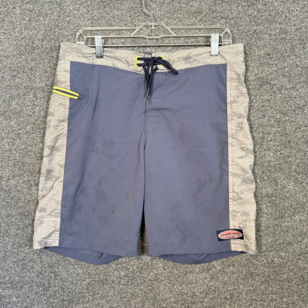 Vineyard Vines Board Shorts Mens 32 Blue Gray Athletic Swim Trunks Beach Pool